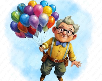 Imágenes prediseñadas de Up, Carl Fredricksen PNG, imágenes prediseñadas de personaje de Up, película de Up PNG, descarga instantánea