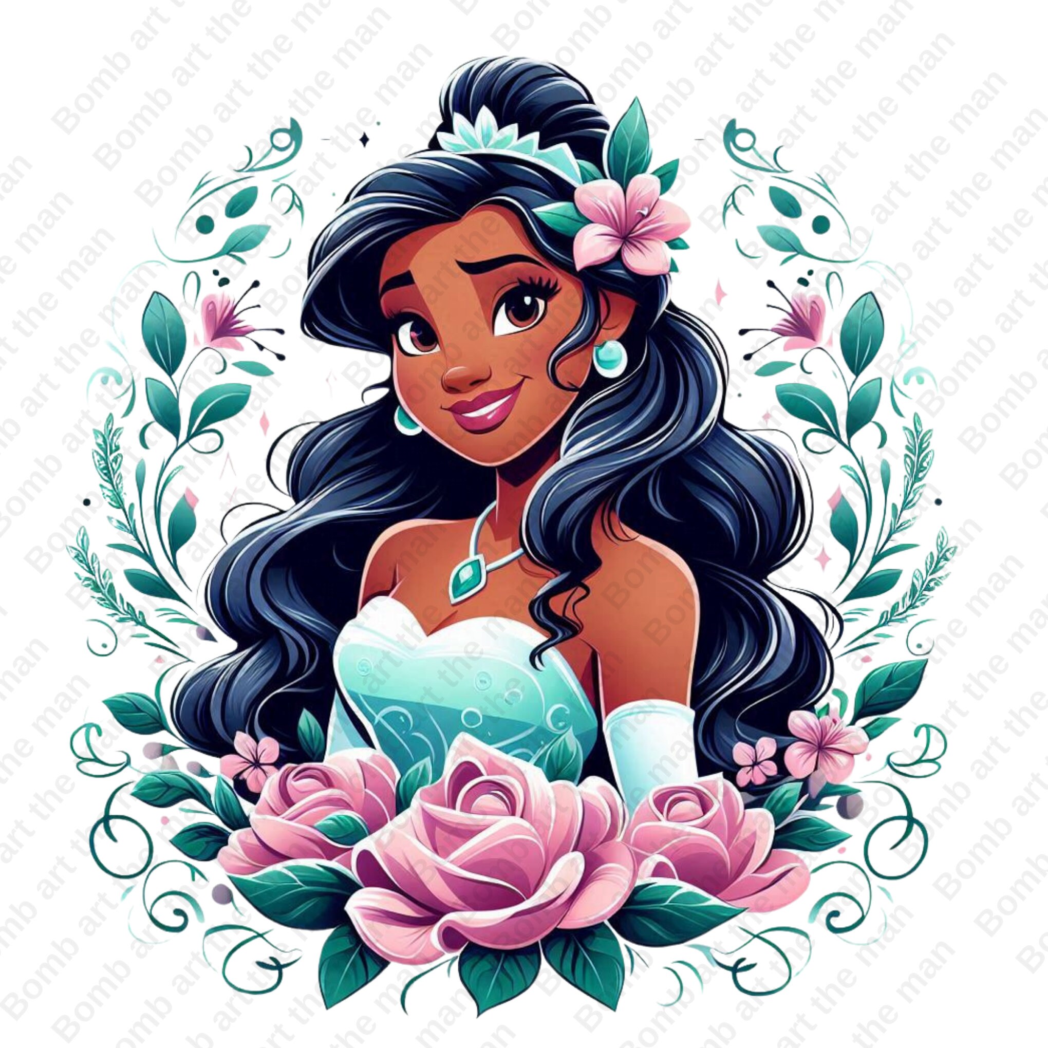 プリンセス ティアナのクリップアート、プリンセス ティアナの PNG、かわいいプリンセス、透明なデザイン、すぐにダウンロード - Etsy 日本, image size:2040x2040