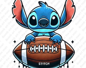 American Football clipart, cute stitch clipart, Stitch football png, transparent design, instant download