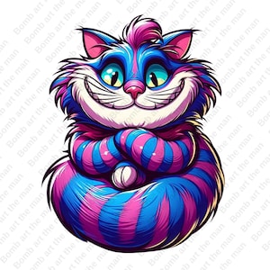 The cheshire cat clipart, alice in wonderland png, transparent design, instant download