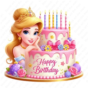Rapunzel Birthday clipart, Rapunzel Birtday design, birthday princess png, transparent background