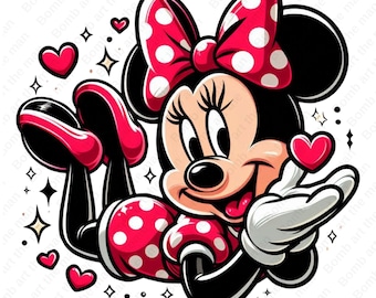 Leuke clipart Minnie Mouse, Minnie Mouse png, transparant ontwerp, instant download