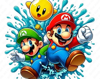 Super mario clipart, super mario png, design splash, design transparente, download instantâneo