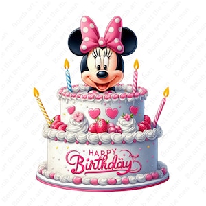 Minnie Mouse Birthday clipart, Minnie Mouse png, transparent design, instant download