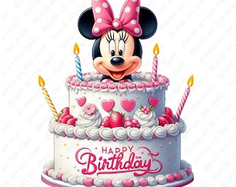 Minnie Mouse Birthday clipart, Minnie Mouse png, przezroczysty projekt, natychmiastowe pobieranie