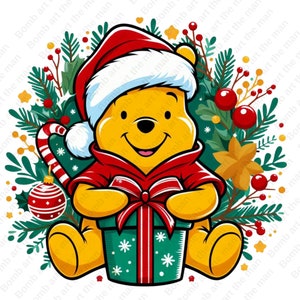 winnie the pooh christmas clipart, winnie the pooh png, christmas design, transparent design, instant download