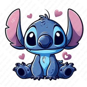 cute stitch clipart, stitch png, cute cartoon character, transparent design, instant download