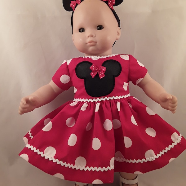 Bitty Baby in Red Dress with white polka dots  Time for Vacation Cute Headband