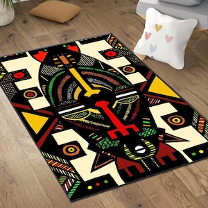 Savannah-Teppich, afrikanischer Läufer, afrozentrischer rutschfester Teppich, Safari Ethnic Floor Art, maschinenwaschbarer Teppich, Afrikanischer Teppich