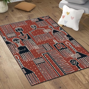 Savannah-Teppich, afrikanischer Läufer, afrozentrischer rutschfester Teppich, Safari ethnische Bodenkunst, maschinenwaschbarer Teppich, Afrikanischer Teppich, Print Afrikanischer Teppich