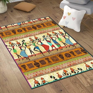 Savannah-Teppich, afrikanischer Läufer, afrozentrischer rutschfester Teppich, Safari-ethnischer Boden, maschinenwaschbarer Teppich, Afrikanischer Teppich, Print, Afrikanisches Geschenk