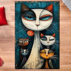 Cat Rug, Cat Lover Rug, Cat Theme Rug, Animal Rug, Kitty Rug, Cat Platground Rug, rug cat, colorful cats, cat carpets,Cat room decor,art cat