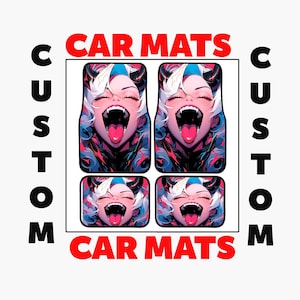 Anime Girl Car Mats, Custom Car Mats, Car mats, Durable Car mat, Non-Slip Car Mat, Gift For Dad, gift Car Mats, printed car mats,washable