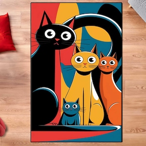 confused cats, Cats Rug,Cat Lover Rug, Cat Theme Rug, Kitty Rug, Cat Platground Rug, rug cat,colorful cats, cat carpets,Cat room decor,cats