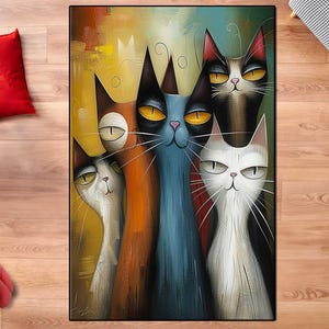 Cat Rug, Cat Theme Rug, Cat Lover Rug, Animal Rug, Kitty Rug, Cat Platground Rug, rug cat, colorful cats RUG, cat carpets,Cat room decor,art