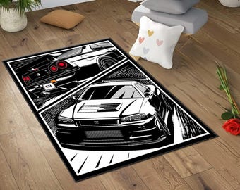 JDM car tuners rug, Japanese Car Rug, Car Rug, Racing, jdm car rugs, Room Decor, Gift For Him, Boys Room Rug, Gift Rug, Washable Rug, gift
