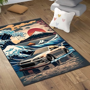 JDM car tuners rug, Japanese Car Rug, Car Rug, Racing rug, jdm car rugs, Room Decor, Gift For Him, Boys Room Rug, Gift Rug, Washable Rug,JDM