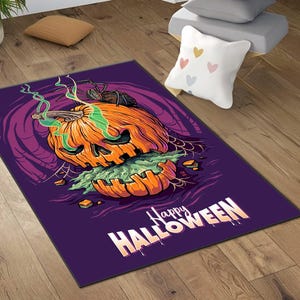 Halloween Rug,Happy Halloween Rug,Pumpkin Rug, Trick or treat rug, Halloween Decor, Non-Slip Rug, Halloween Carpet, Machine Washable Rug,rug