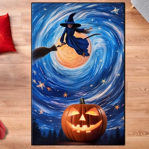 Witch Halloween Rug,Halloween Room Decor, Pumpkin rug, Happy Halloween Rug, Black Cat, Trick Or Treat, horror house,Punk Pumpkin,gift rug