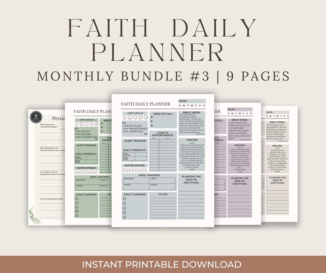 Faith Daily Planner | Christian Bible Study, Gratitude (printable PDF ...