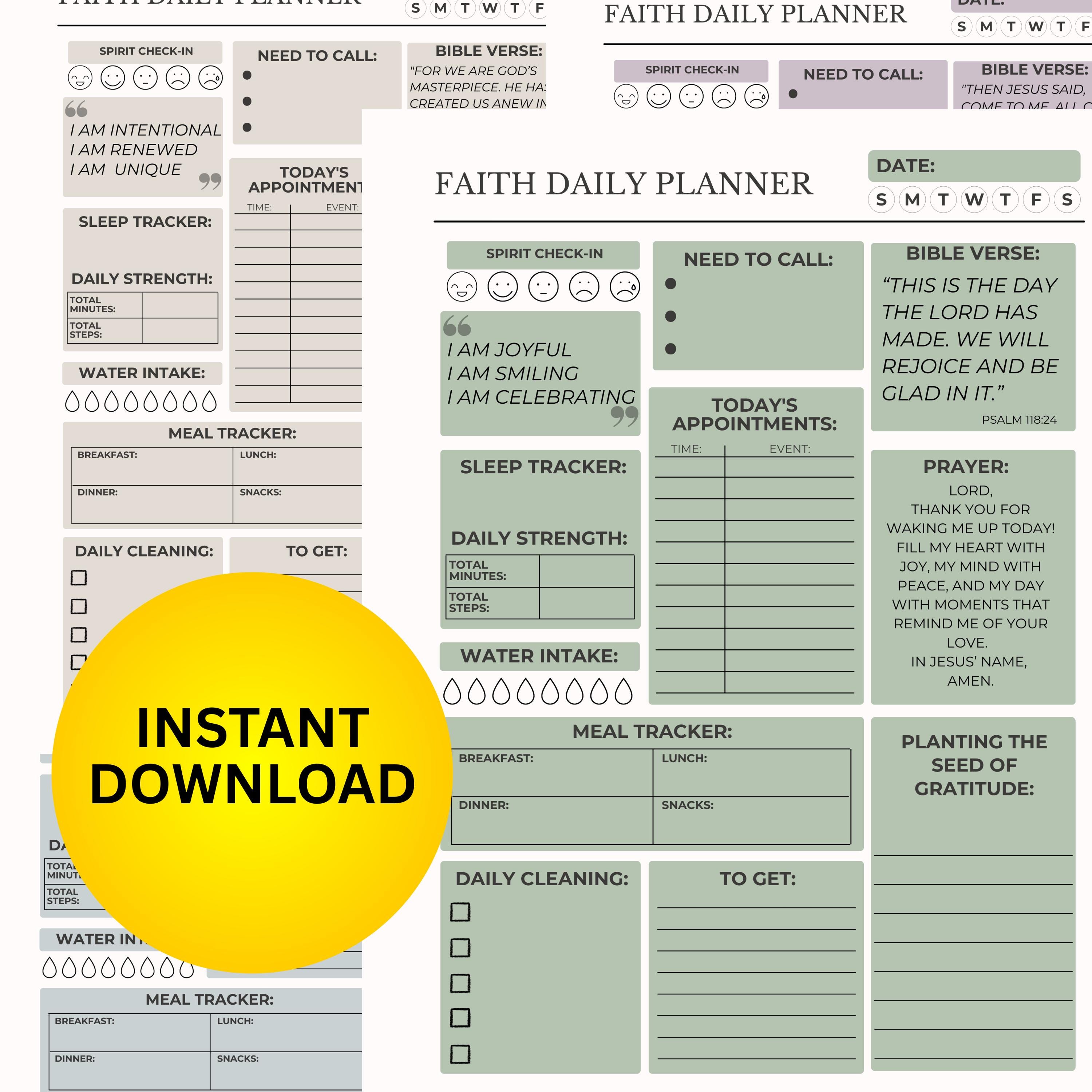 Faith Daily Planner | Christian Bible Study, Gratitude (printable PDF ...