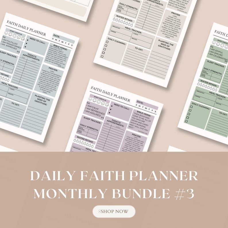 Faith Daily Planner | Christian Bible Study, Gratitude (printable PDF ...