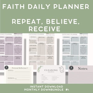 Faith Based Daily Planner PRINTABLE,  Learning Scripture, Wellness Tracker, Planner For Busy Mom's, Christian Planners, Stay At Home Mom