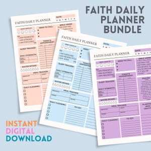 Faith Daily Planner Bundle: Teen Self-Care, Affirmations (Printable PDF)