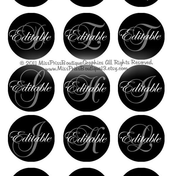 4X6 - EDITABLE PDF - Instant Download - Simply Black Elegance -  Editable PDFs - Editable Bottlecap Digital Collage Image No. 719