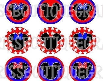 4X6  4TH OF JULY- Instant Download - Minnie Mickey Inspired - One Inch Bottlecap Digital Graphic Collage Image Sheet  - No.259