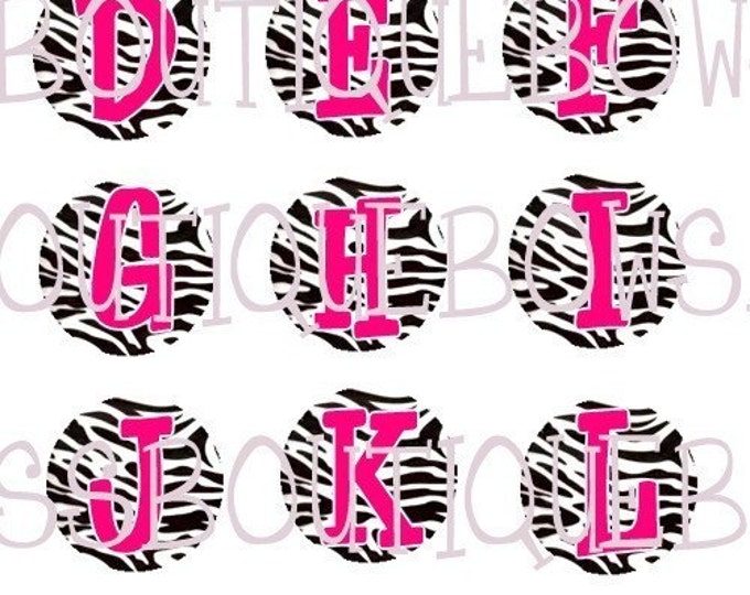 ZEBRA PRINT WITH HOT PINK ALPHABET LETTERS 1 INCH BOTTLE CAP GRAPHICS - Etsy