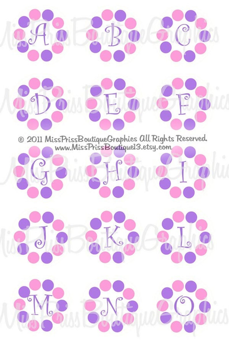 4x6 BIG DOT BORDER Instant Download Pink and Purple Dots Plus Bonus Sayings One Inch Bottle Cap Digital Collage Sheet No.783 image 1