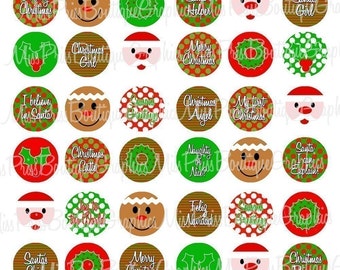 8x10 - SANTA GINGERBREAD MAN - Too Cute - 48 Images - One Inch Bottlecap Graphic Digital Collage Image Sheet no.511