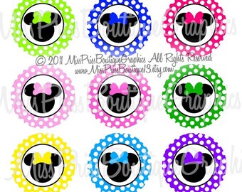 4x6 - MINNIE DOTS - Instant Download - Minnie Inspired Dots - One Inch Bottlecap Digital Graphic Collage Sheet - No.621