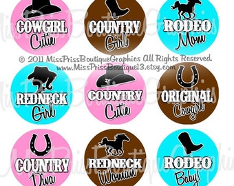 4x6 - COWGIRL SAYINGS  - Instant Download -  Pink Turq and Brown Cowgirl Western Sayings-  One Inch Bottlecap Digital Collage Images- No.675
