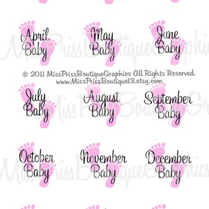 4 x 6 - BABY Rosa-Fuß - sofort-Download - Baby-Monate - ein Zoll Bottlecap Grafik Digital Bild Collage - No.776