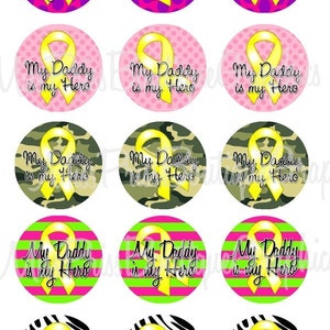 4x6 - DADDY MY HERO - Descarga instantánea - Yellow Ribbon Military Sayings - One inch Bottlecap Digital Graphic Collage Image Sheets - No.371