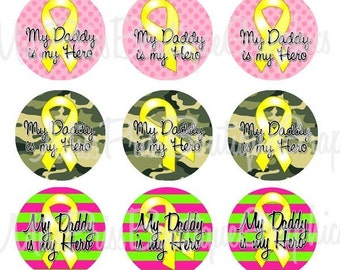 4x6 - DADDY MY HERO - Instant Download - Yellow Ribbon Military Sayings - One inch Bottlecap Digital Graphic Collage Image Sheets - No.371