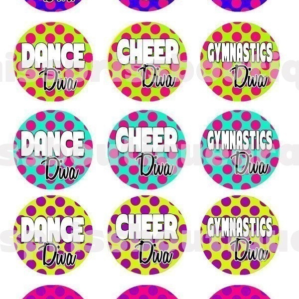 4x6 - DANCE GYMNASTICS CHEER - Instant Download - One Inch Bottlecap Graphic Collage Digital Images- No.332