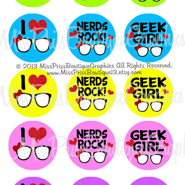 4x6 - GIRLY NERD SAYINGS - Instant Download -One Inch Bottle Cap Digital Collage Sheet  - No.941