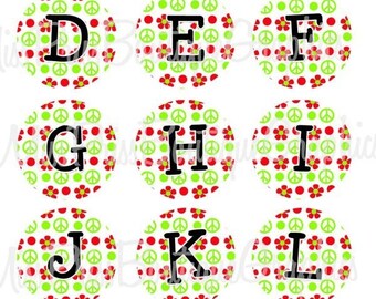 4x6 -  GROOVY CHRISTMAS ALPHABETS - Instant Download -  One Inch Bottlecap Image Collage Sheets - No.523