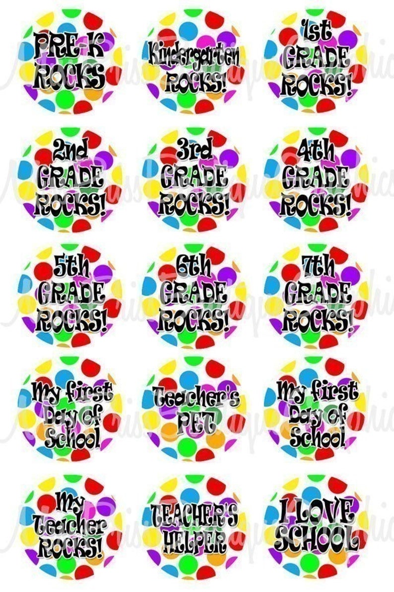 7th Grade Rocks Sticker 4x6 - DOTS GRADE SCHOOL - Instant Download - All Grades - One Inch ...