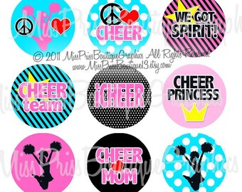 4x6 - LOVE TO CHEER - Instant Download - One Inch Bottlecap Digital Collage Images- No.617