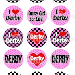 4x6 - DEMOLITION DERBY GIRL - Instant Download - Roze Zwart Rood Designs- One Inch Bottle Cap Digitale Grafische Afbeelding Collage Sheet - No.439