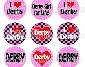 4x6 - DEMOLITION DERBY GIRL - Instant Download - Pink Black Red Designs- One Inch Bottle Cap Digital Graphic Image Collage Sheet - No.439