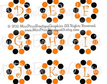 4x6 - BLACK ORANGE LETTERS - Instant Download - Halloween Dots Bonus Sayings-One Inch Bottlecap Digital Graphic Image Collage Sheet - No.784