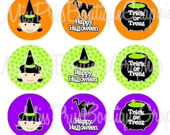 4x6 - WITCH CUTIE -Instant Download -Halloween Designs -One Inch Bottle Cap Digital Graphic Collage Image Sheet- No.498