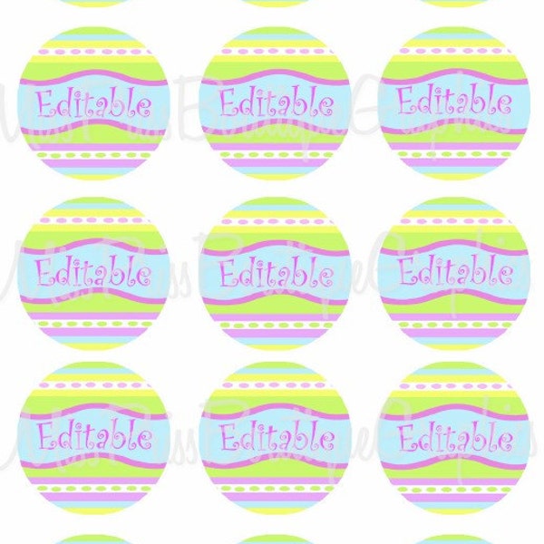 EDITABLE PDF - Instant Download - Easter Egg Cuties -  Editable Bottlecap Digital Collage Image No. 577