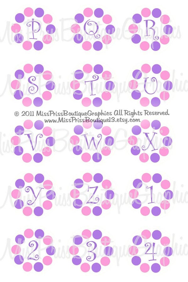 4x6 BIG DOT BORDER Instant Download Pink and Purple Dots Plus Bonus Sayings One Inch Bottle Cap Digital Collage Sheet No.783 image 2