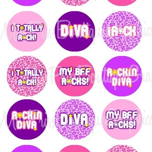 4x6 - BFF ROCKS - Instant Download - 15  Different Images - One Inch Bottle Cap Digital Graphic Collage Image Sheet - No.466